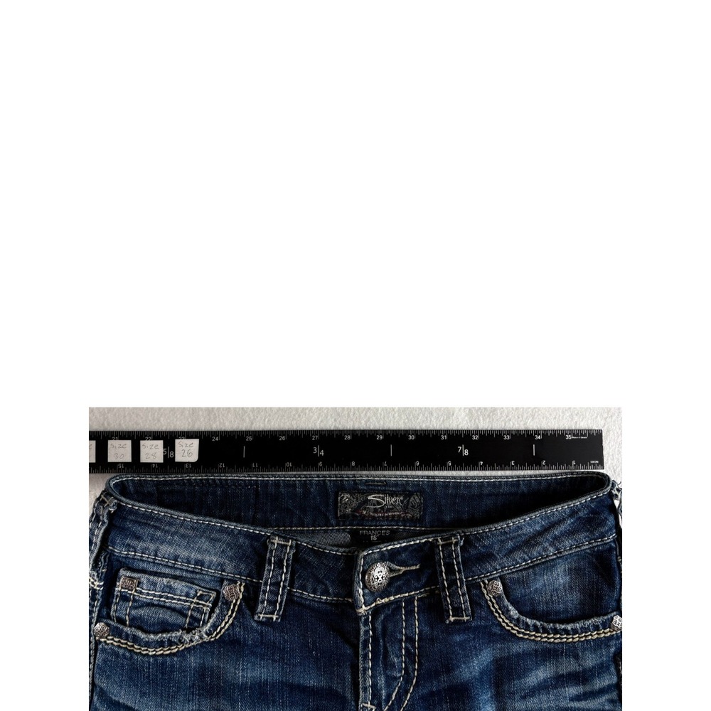Silver Co. Frances Bootcut Jeans Womens 26x33 Blue Denim Whiskers Medium Wash - Picture 5 of 7